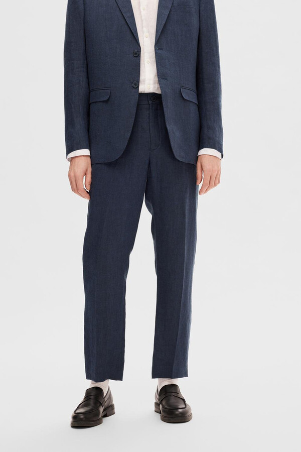Cortefiel 100% linen suit trousers. Navy