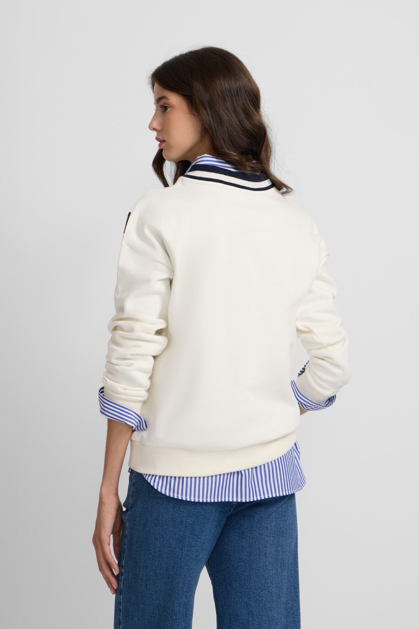 Silbon Sweatshirt feminino com escudo Ecru