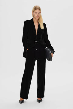 Cortefiel Velvet palazzo suit trousers  Black