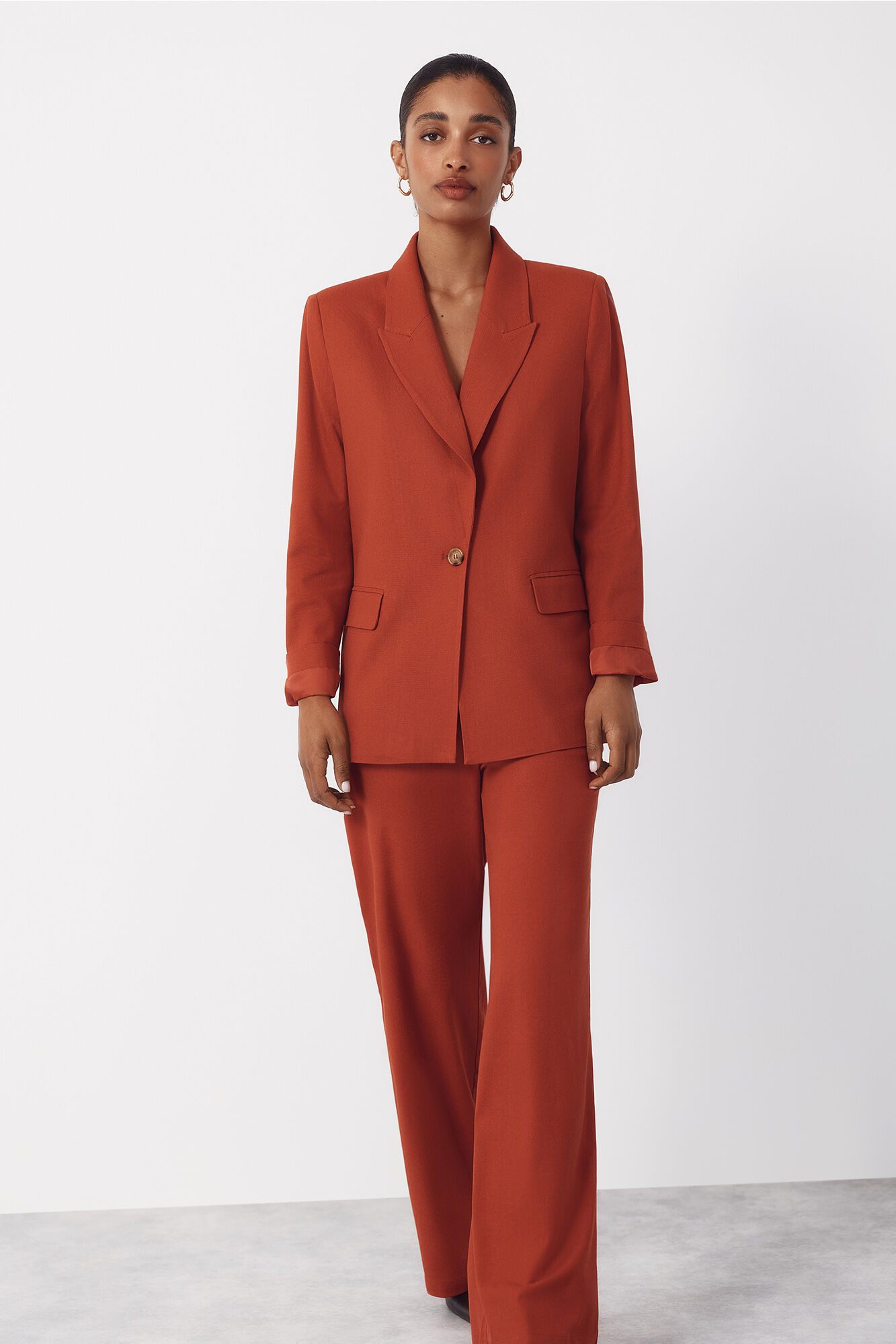 Cortefiel Wide-leg trousers with linen