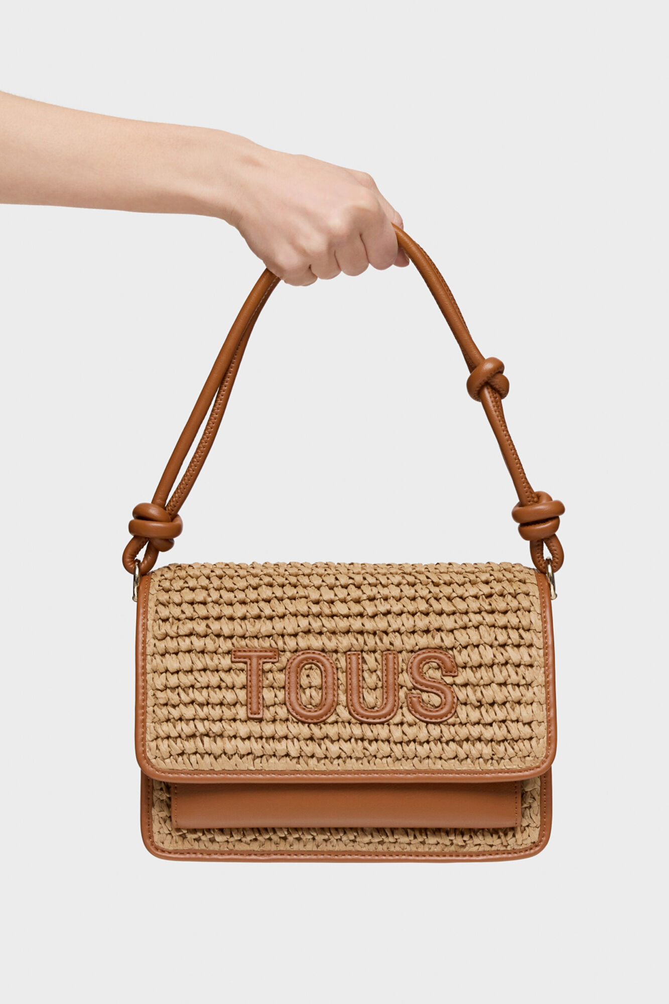Tous Camel Audree Rafia Medium Crossbody Bag Beige