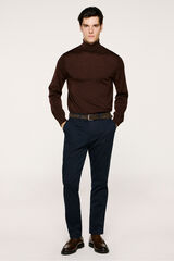 Selected Camisola de gola alta 100% l&atilde; merino Castanho