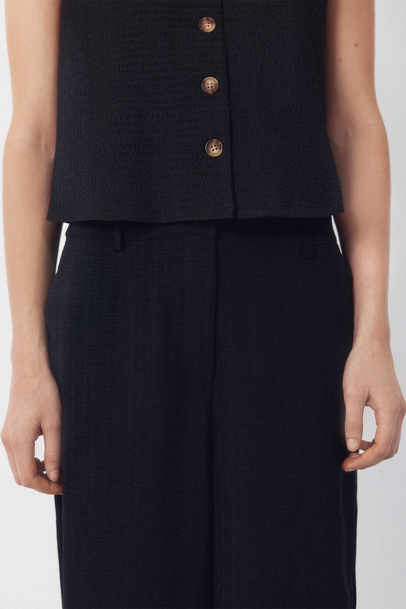 Cortefiel Textured pants Black