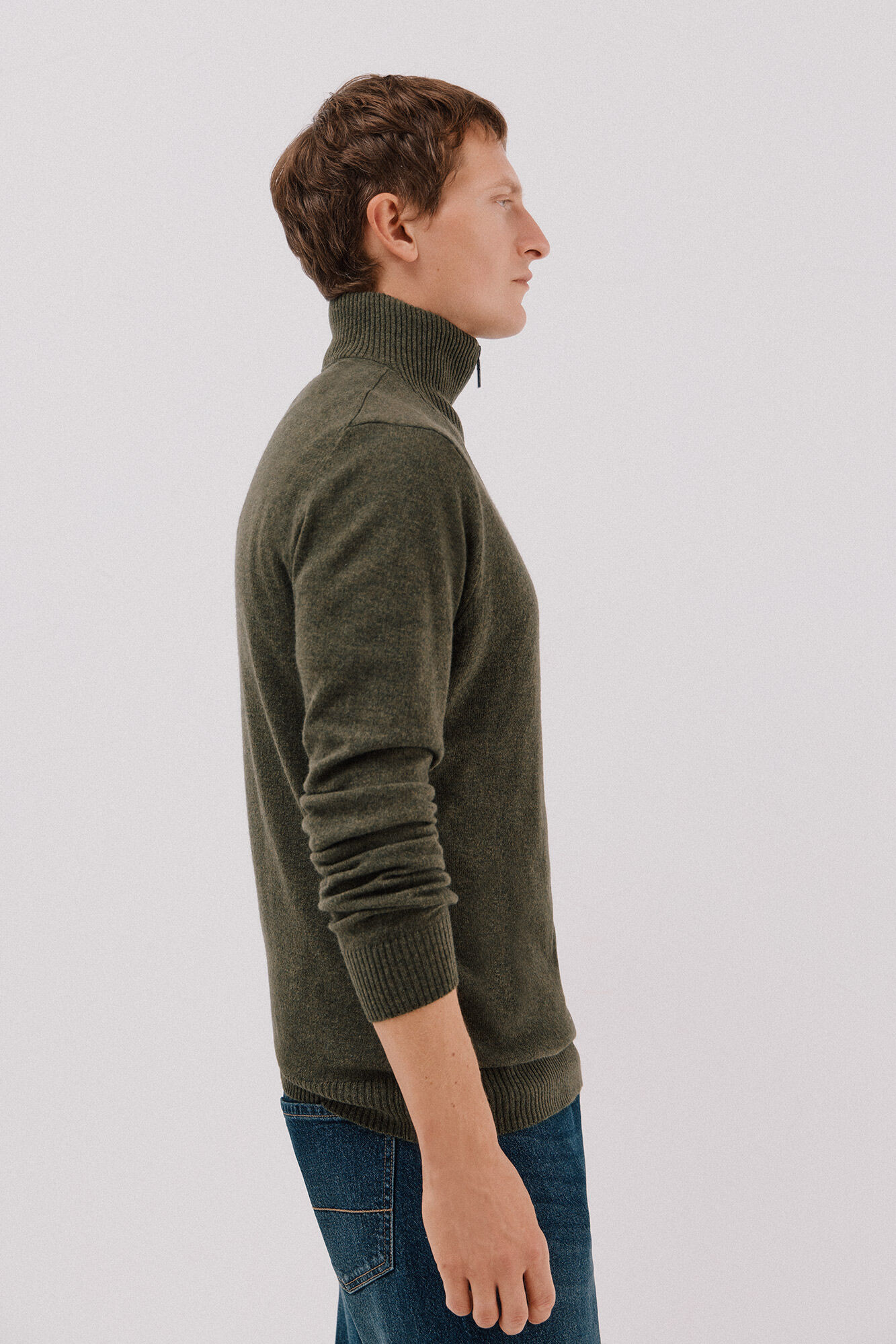 Cortefiel Lambswool wool with open neck Green