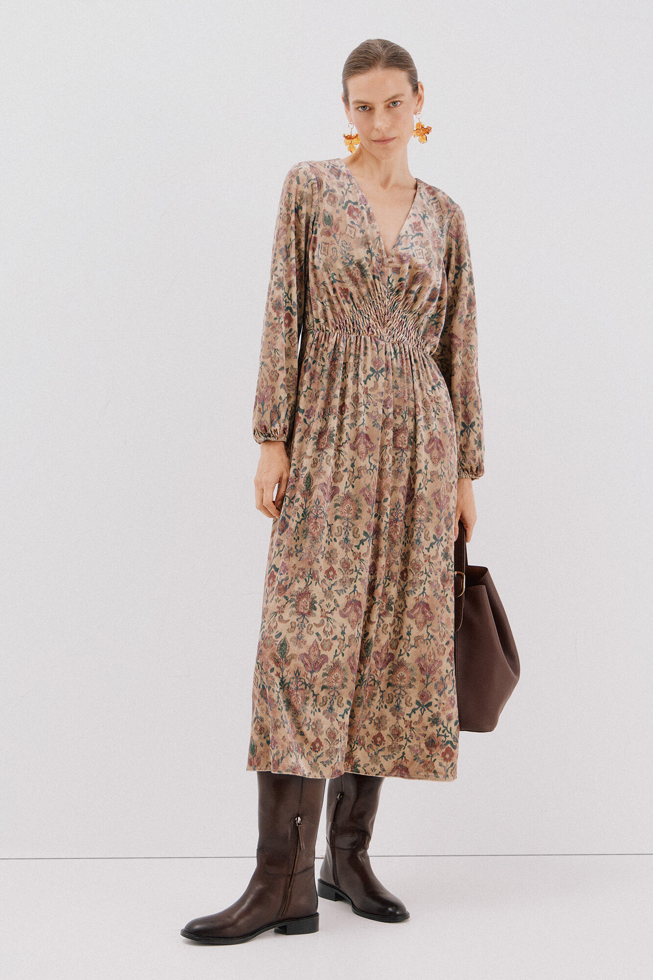 Cortefiel print velvet dress