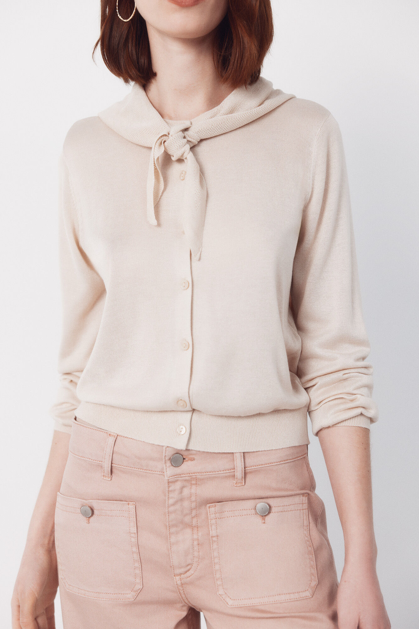 Cortefiel Jersey-knit basic jacket Beige
