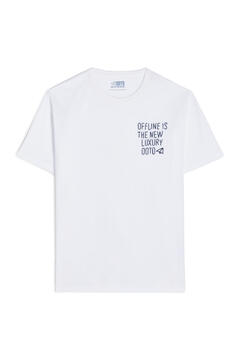 Cortefiel Camiseta con bordado avión OOTO Blanco
