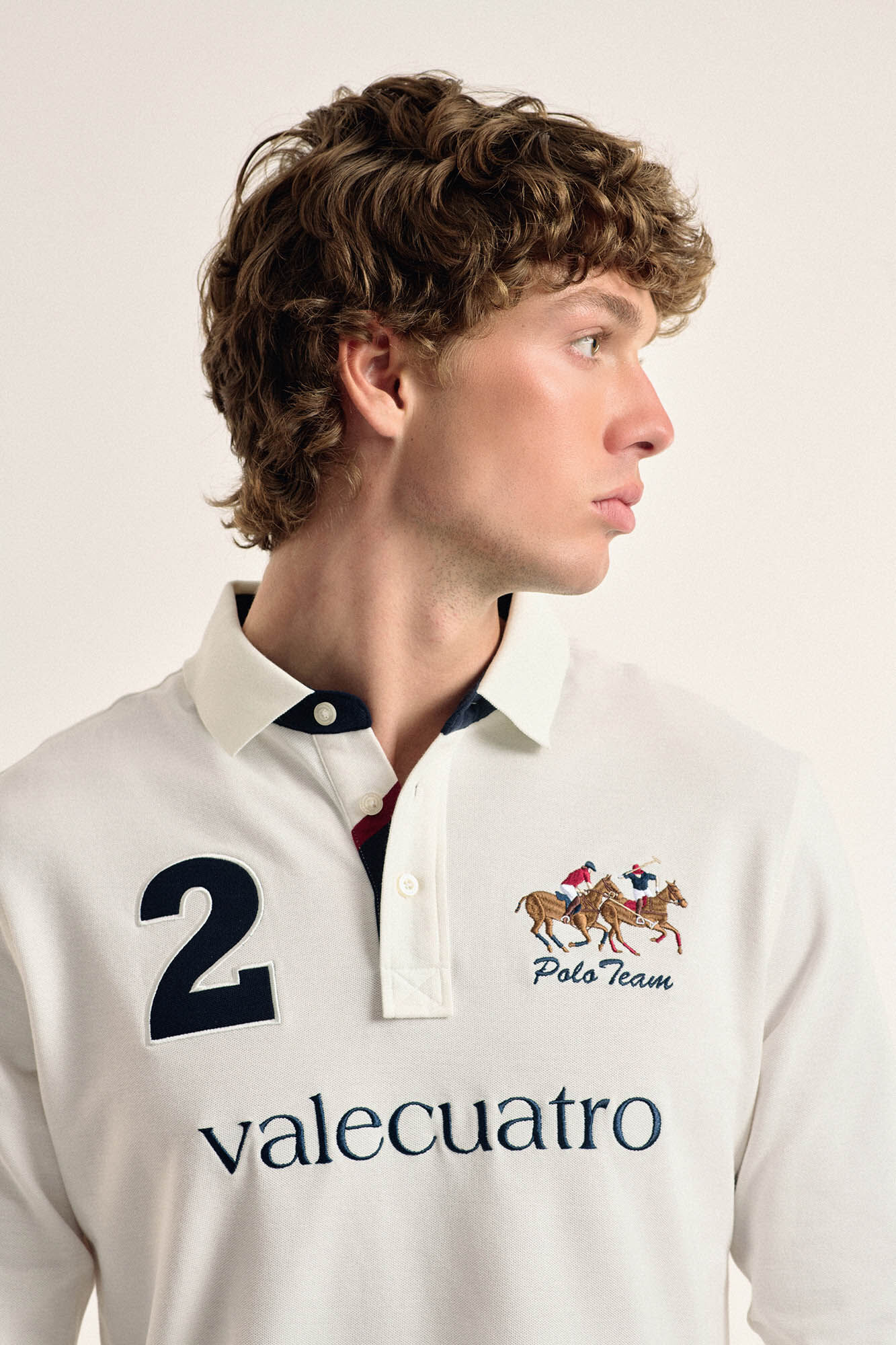 Valecuatro Polo Valecuatro de hombre blanco roto modelo caballos Blanco