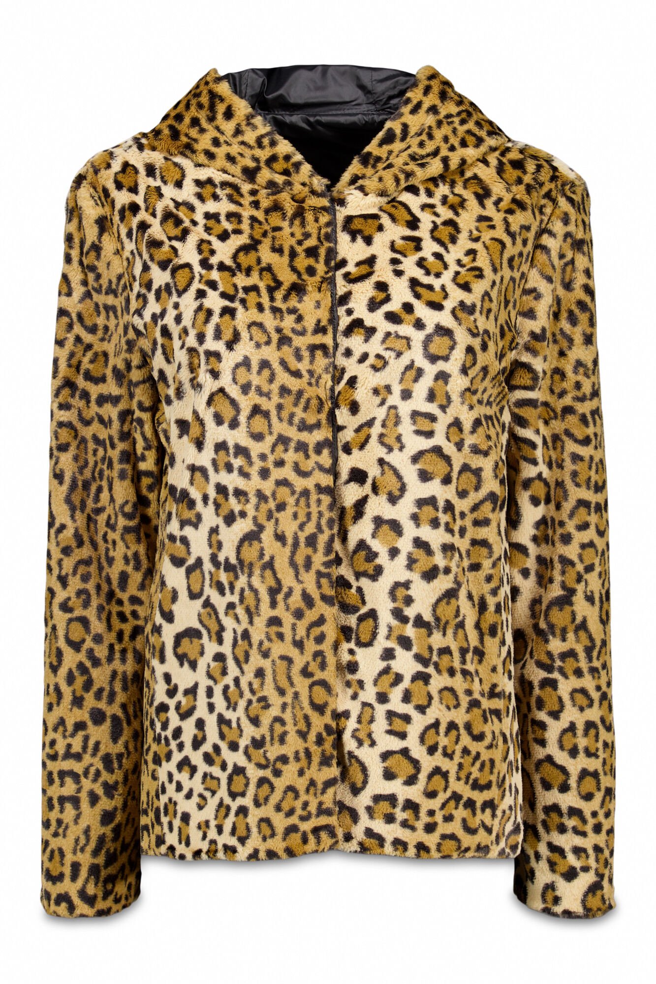 Cortefiel Short reversible faux fur jacket Black