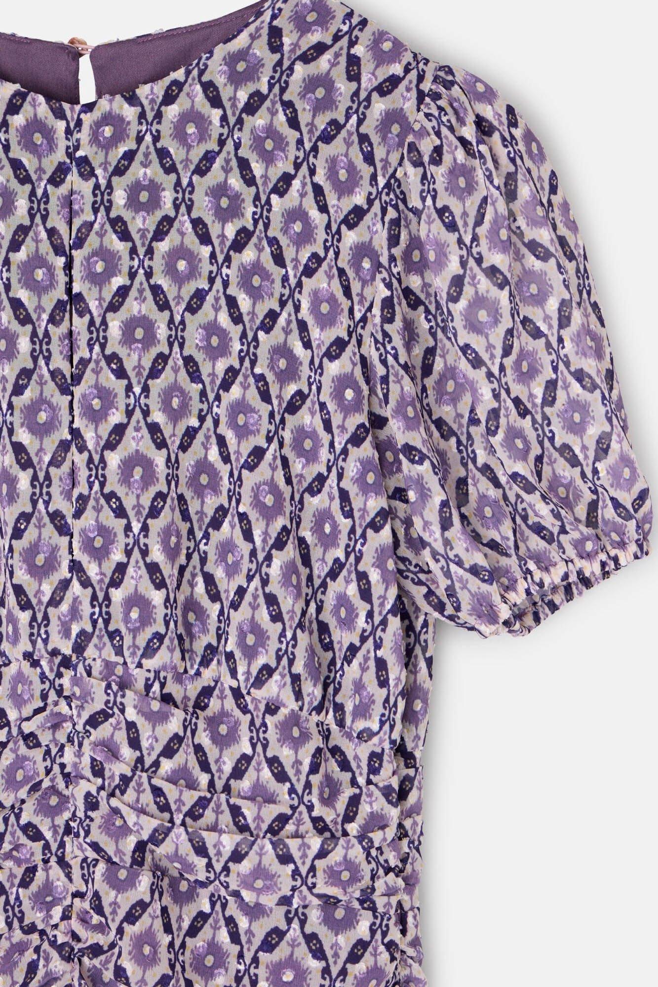 Silbon Vestido longo estampado franzido Granada