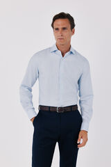 Cortefiel Plain easy-iron dress shirt with cufflink cuffs Blue