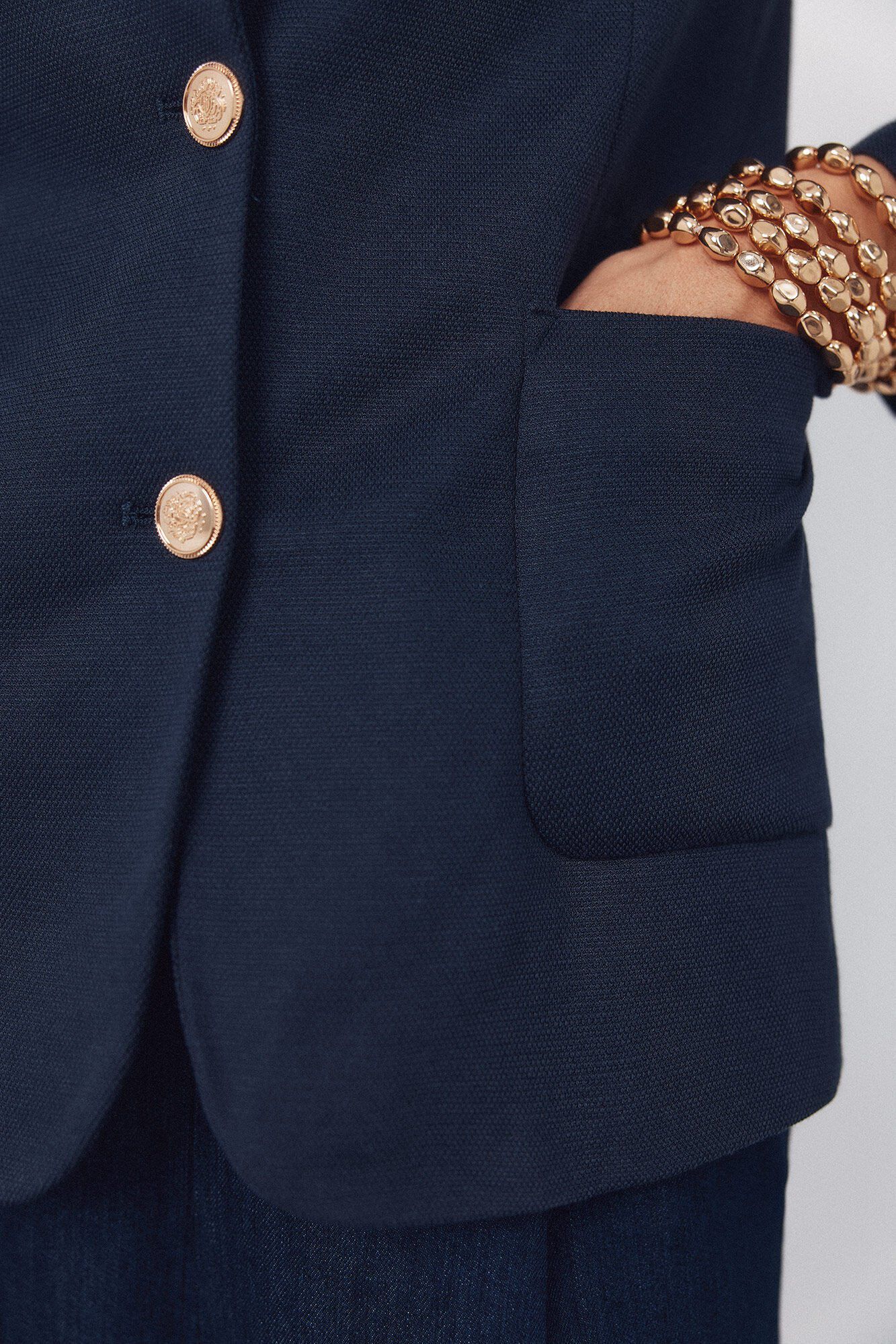 Cortefiel Piqu&eacute;-knit blazer Navy