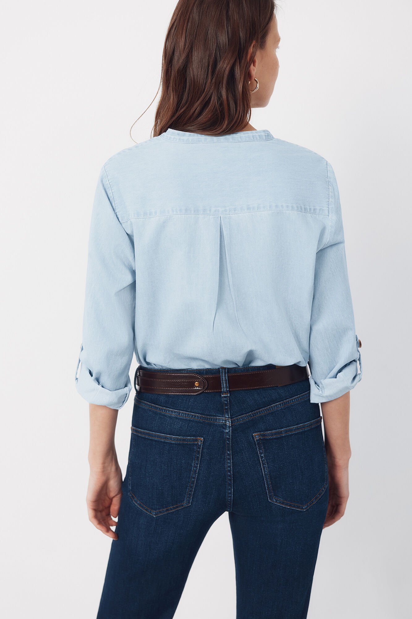 Cortefiel Mandarin collar shirt Blue