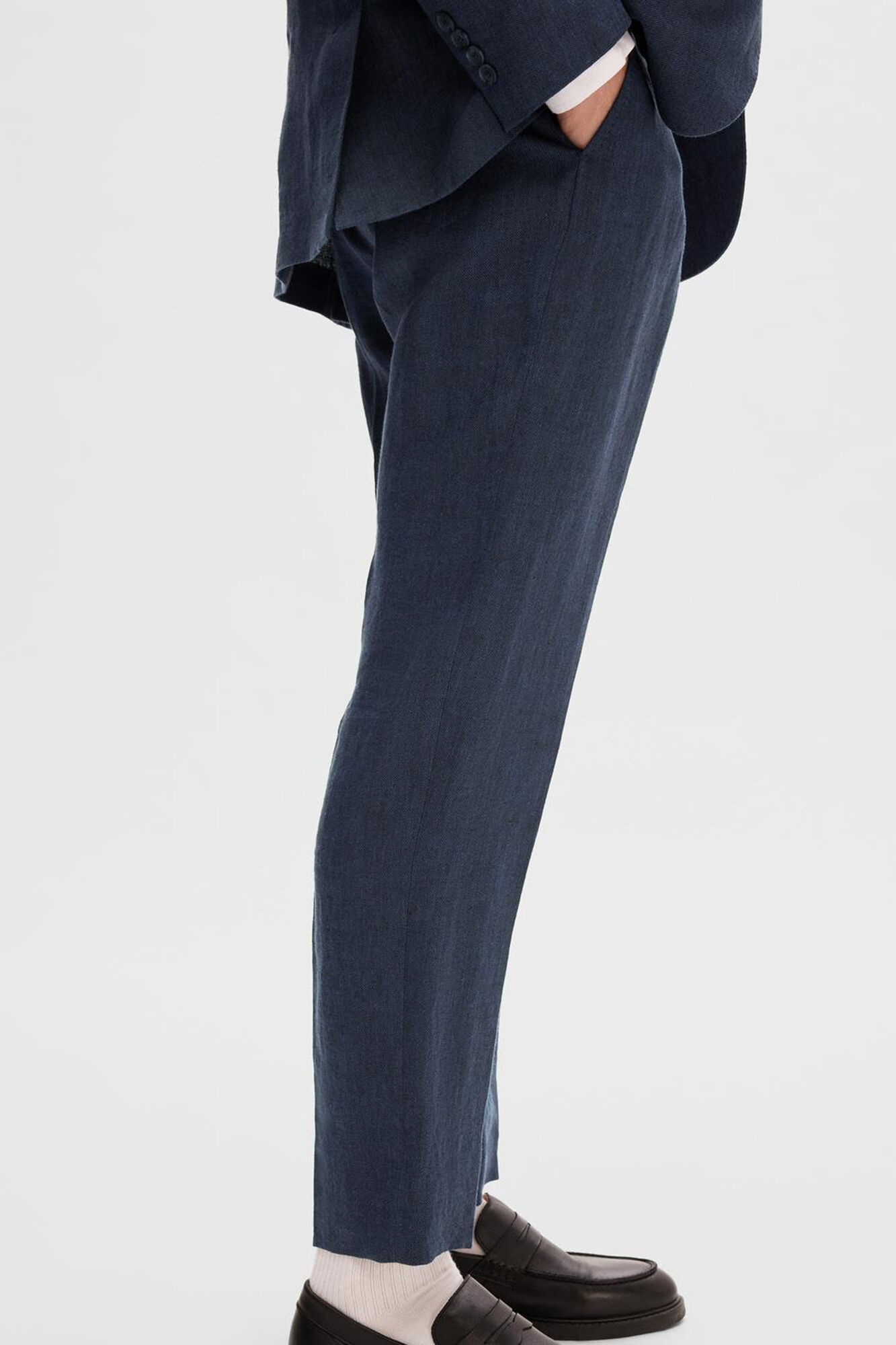 Selected Cal&ccedil;as de fato 100% linho. Azul