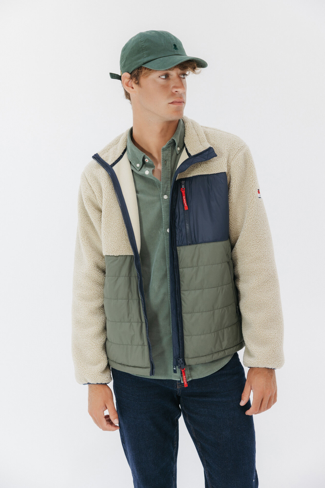 elPulpo Casaco combinada de nylon e borrego