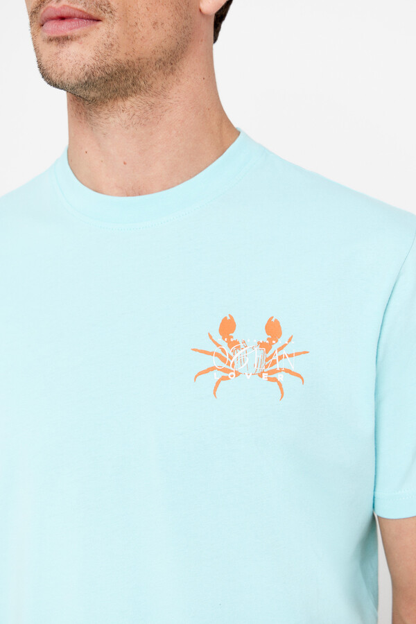 Cortefiel Camiseta gráfica cangrejo Azul vaquero