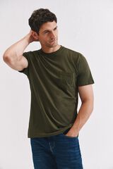 Cortefiel Basic t-shirt with pocket Kaki