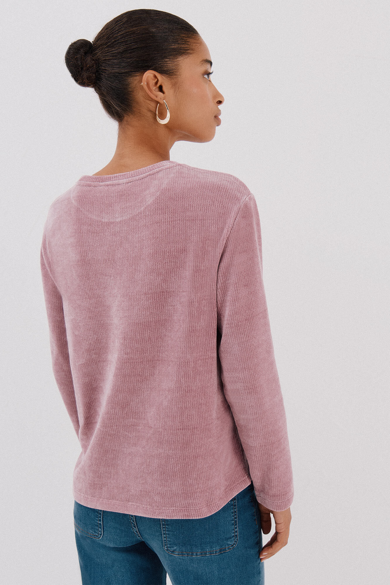 Cortefiel Camiseta riscas em chenille Roxo