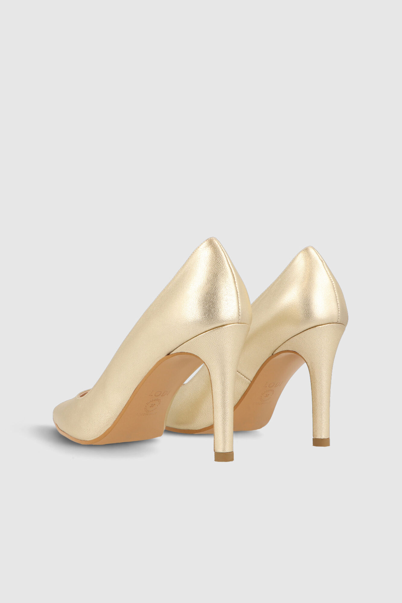 Lodi Basic gold leather pump Yellow