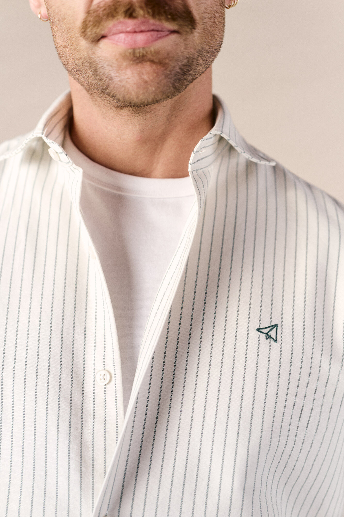 OOTO Camisa oxford manga comprida &agrave;s riscas Verde