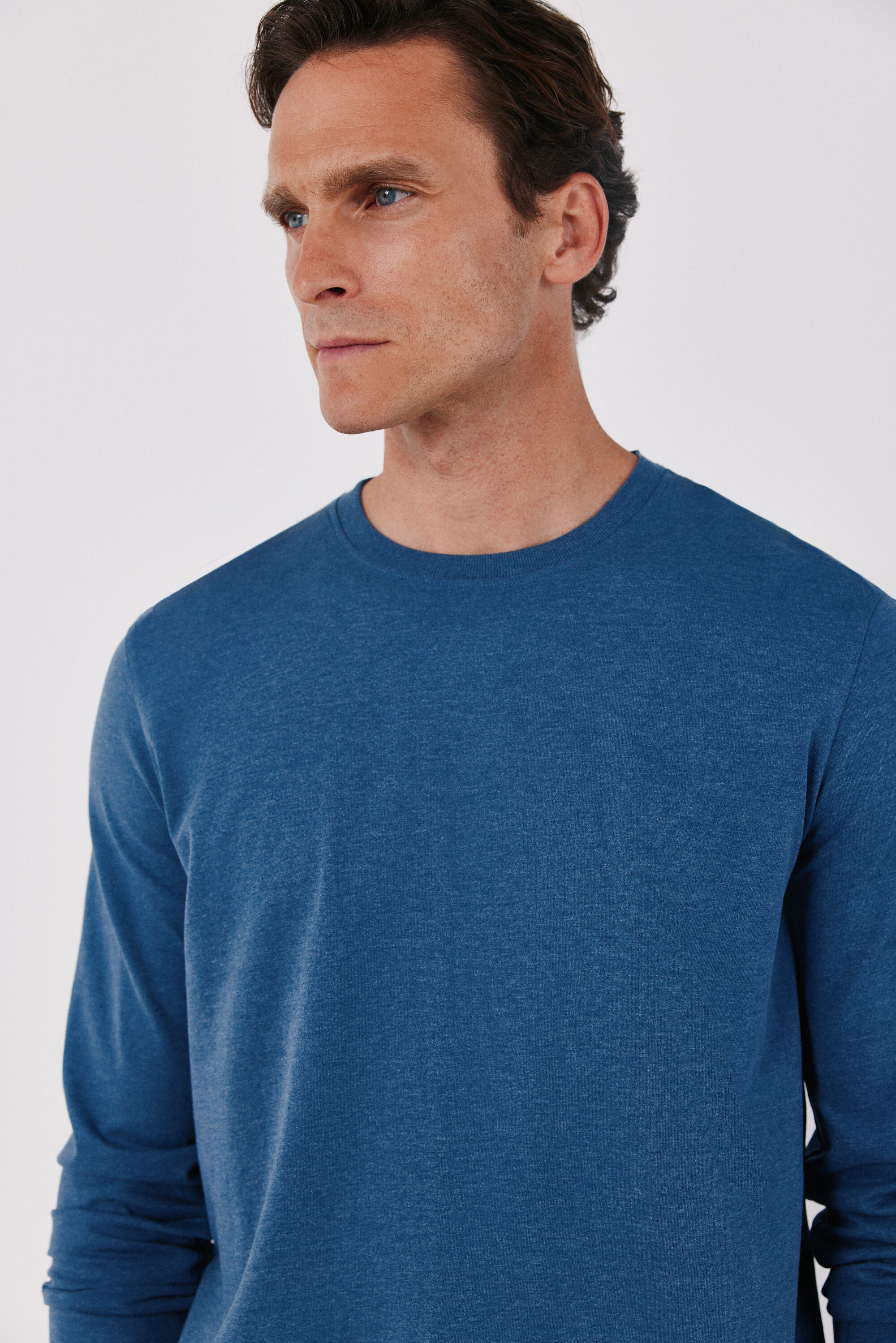 Cortefiel Jersey-knit and fabric pyjamas set Blue