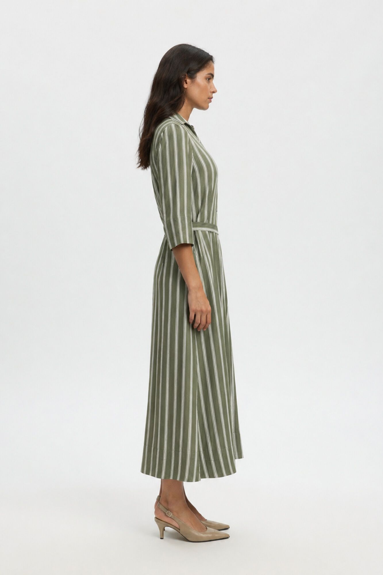 Selected Vestido largo estampado Verde oscuro