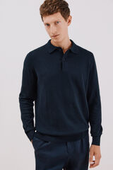 Cortefiel Cotton cashmere polo shirt neck jersey Navy