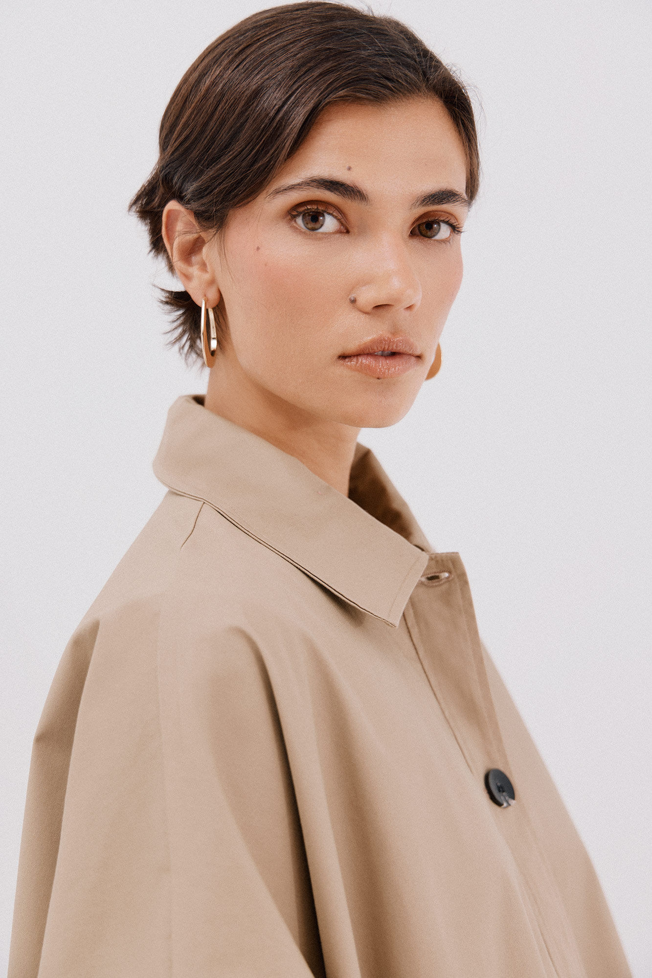 Cortefiel trench coat fabric Beige