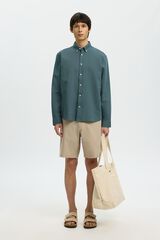 Selected Camisa de manga comprida em linho Verde