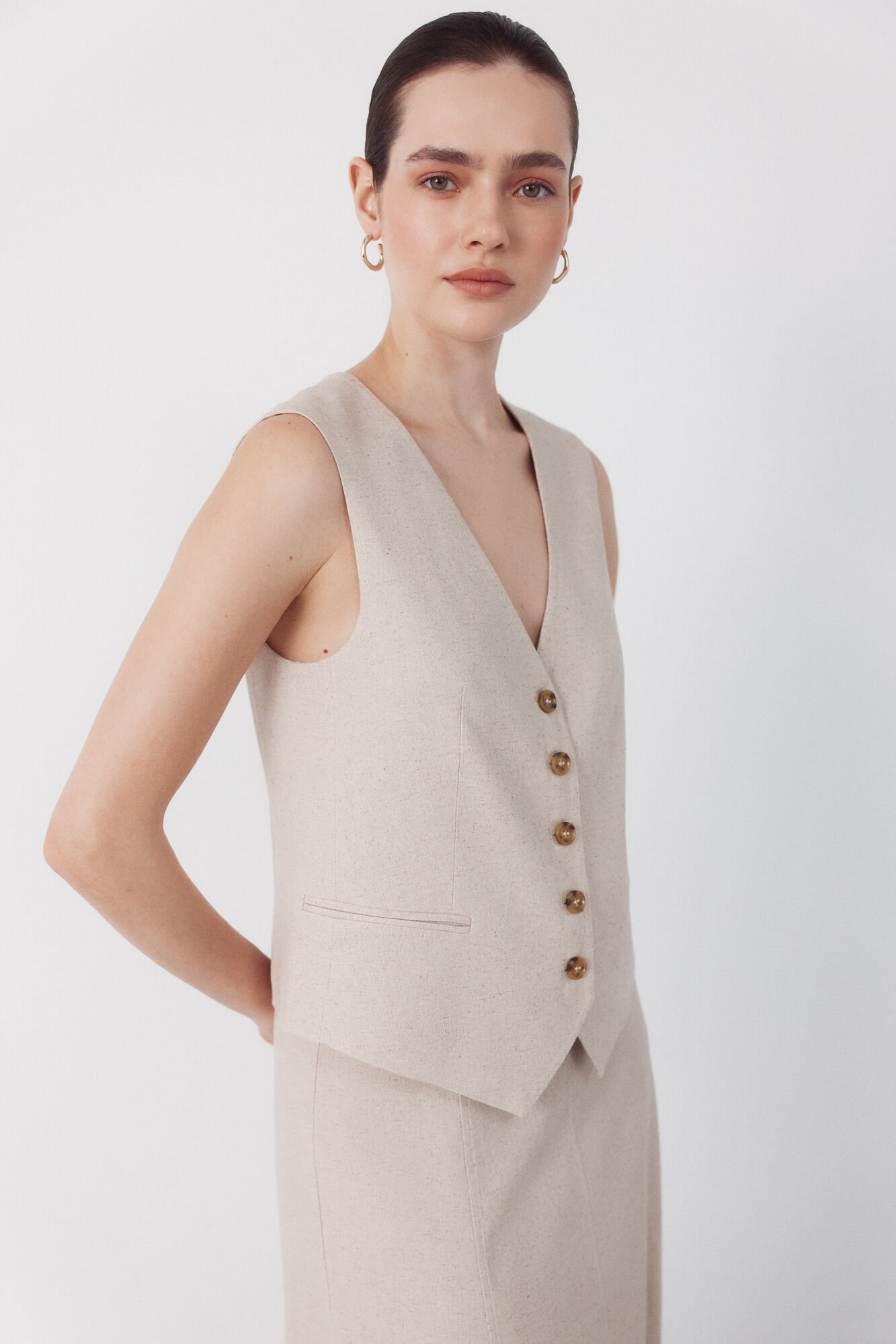 Cortefiel Tailored waistcoat Nude