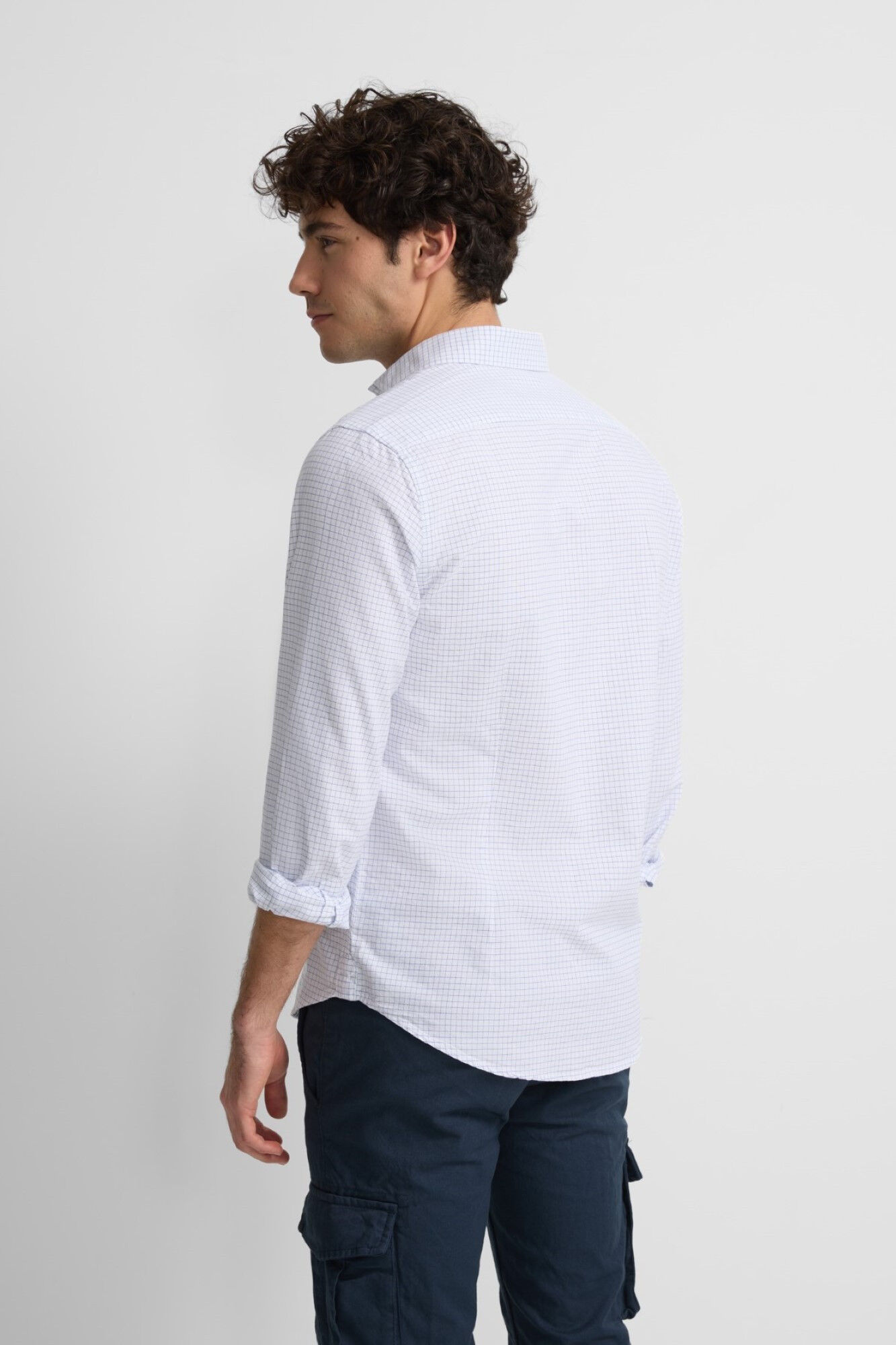 Silbon Camisa esportiva oxford xadrez m&eacute;dia Azul
