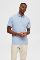 Selected Polo de manga corta con cremallera Azul