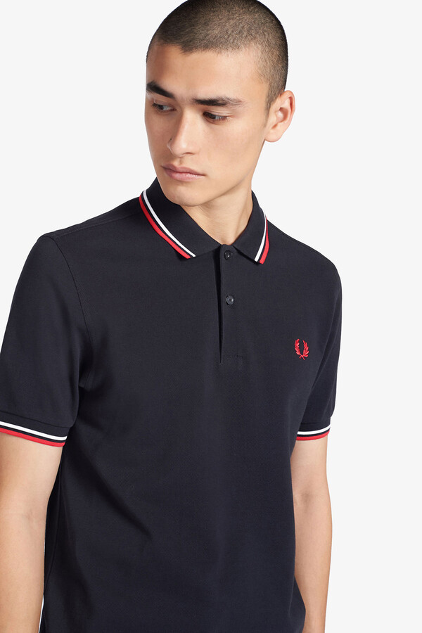 Cortefiel Twin tipped Fred Perry polo shirt Navy