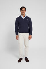 Silbon Camisola em bico retro azul-marinho Azul