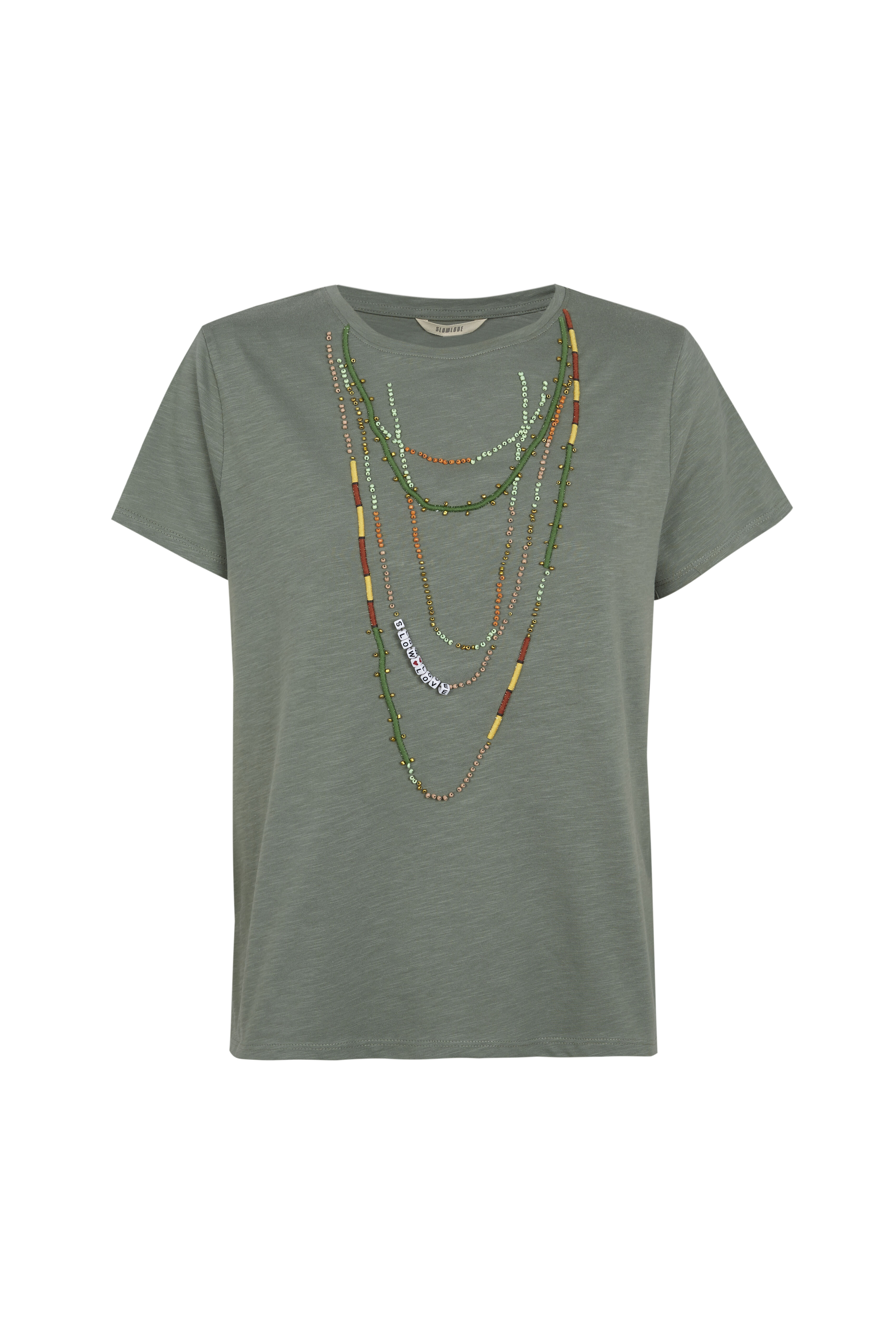 Slowlove Camiseta collar abalorios Verde
