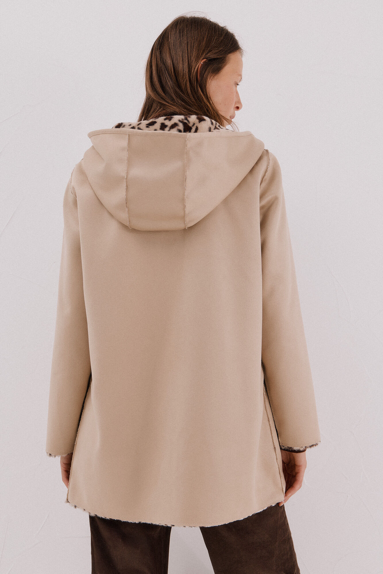 Cortefiel reversible double-sided effect coat Ivory