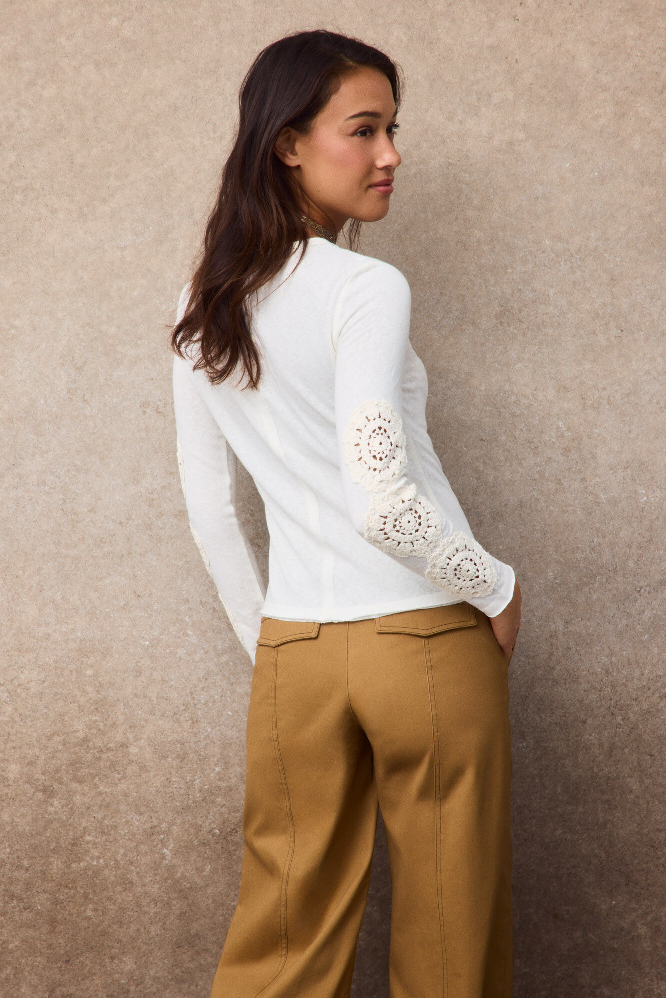 Slowlove Top parches crochet Marfil