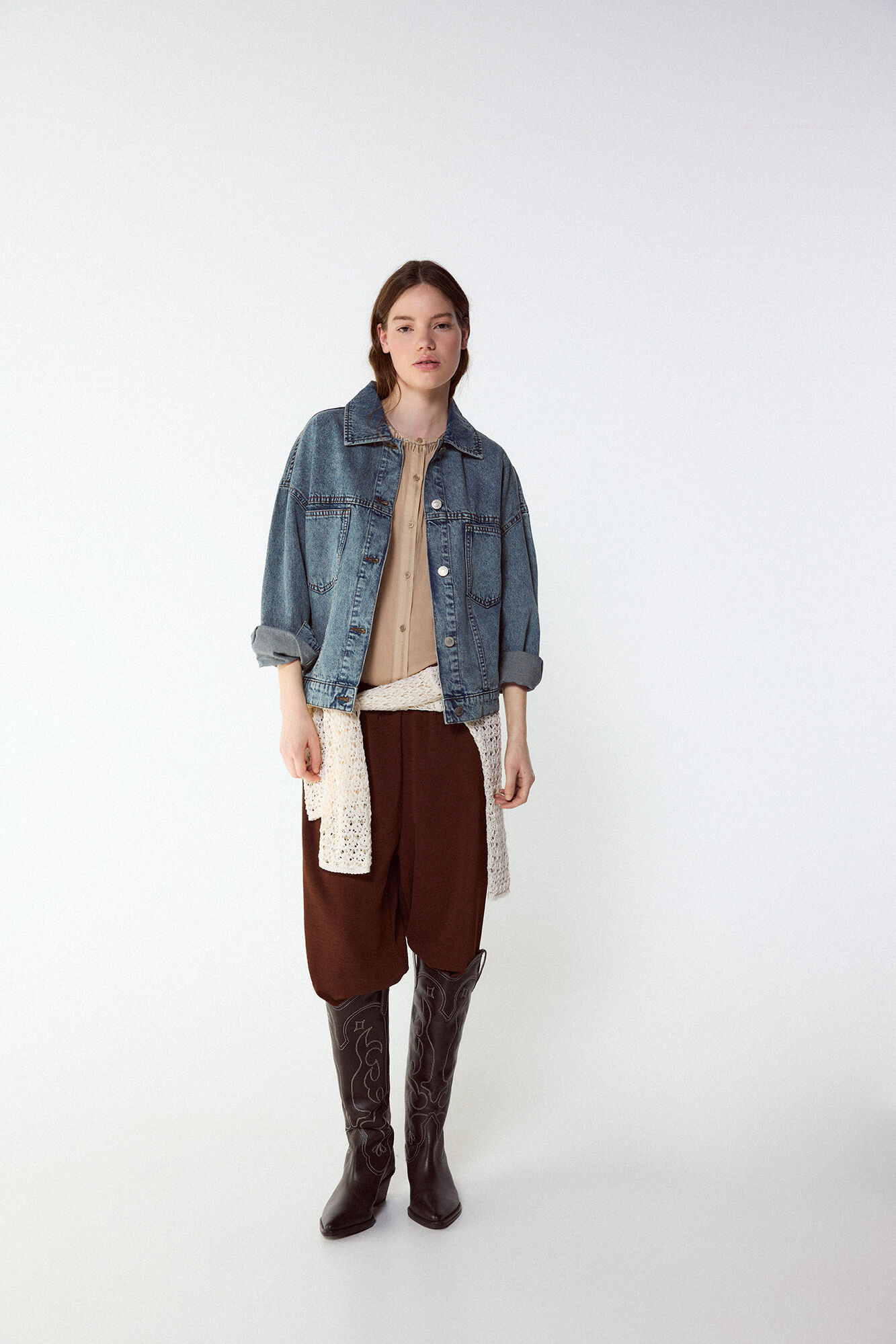 Slowlove Fluid dobby blouse Nude