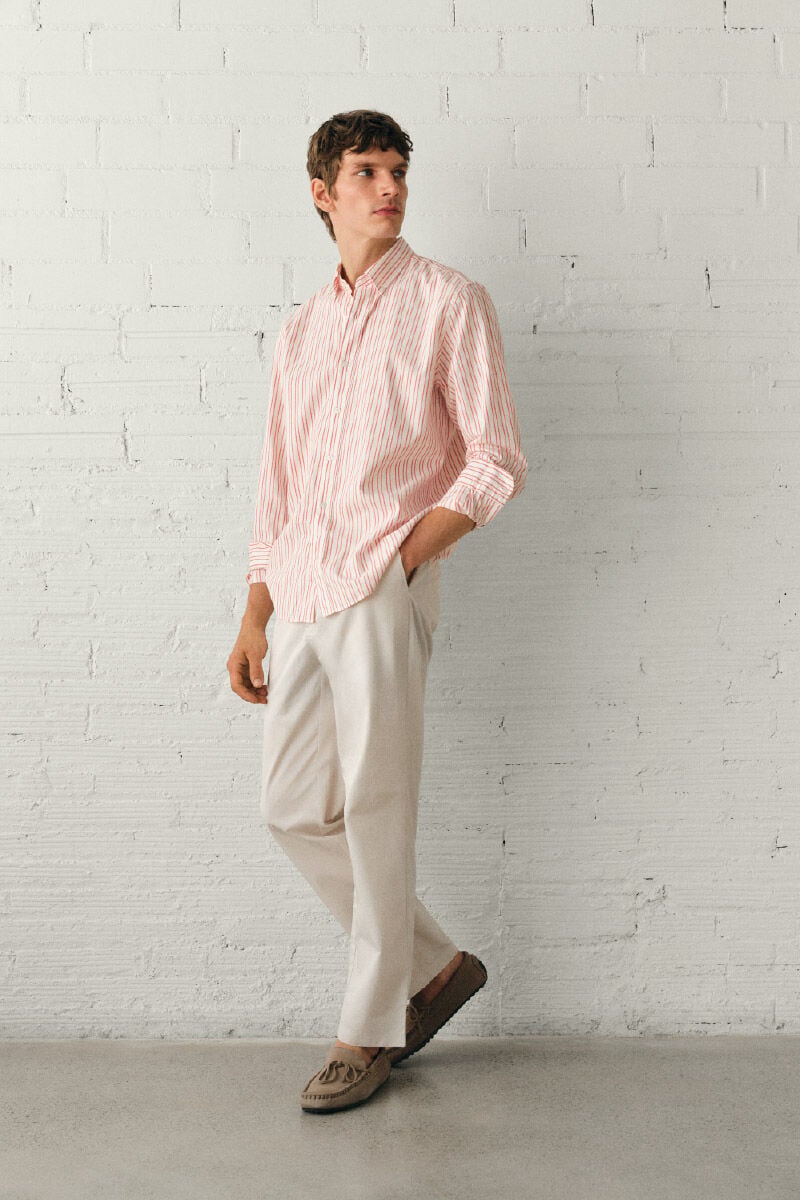 Cortefiel Camisa de riscas oxford leve