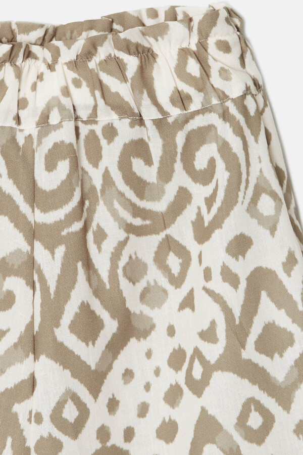 Cortefiel Culottes with ethnic print  Printed white