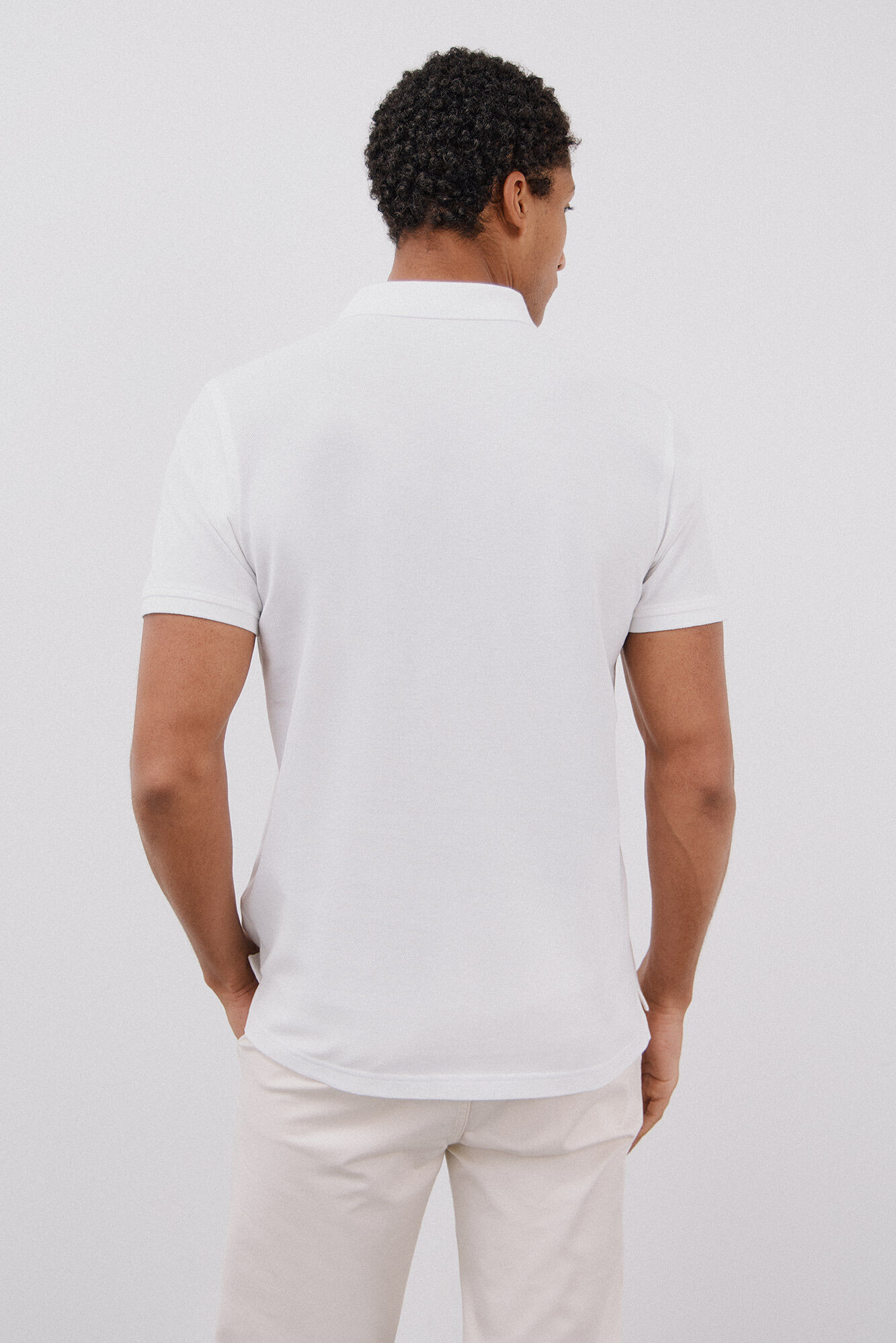Cortefiel Essential slim polo shirt White