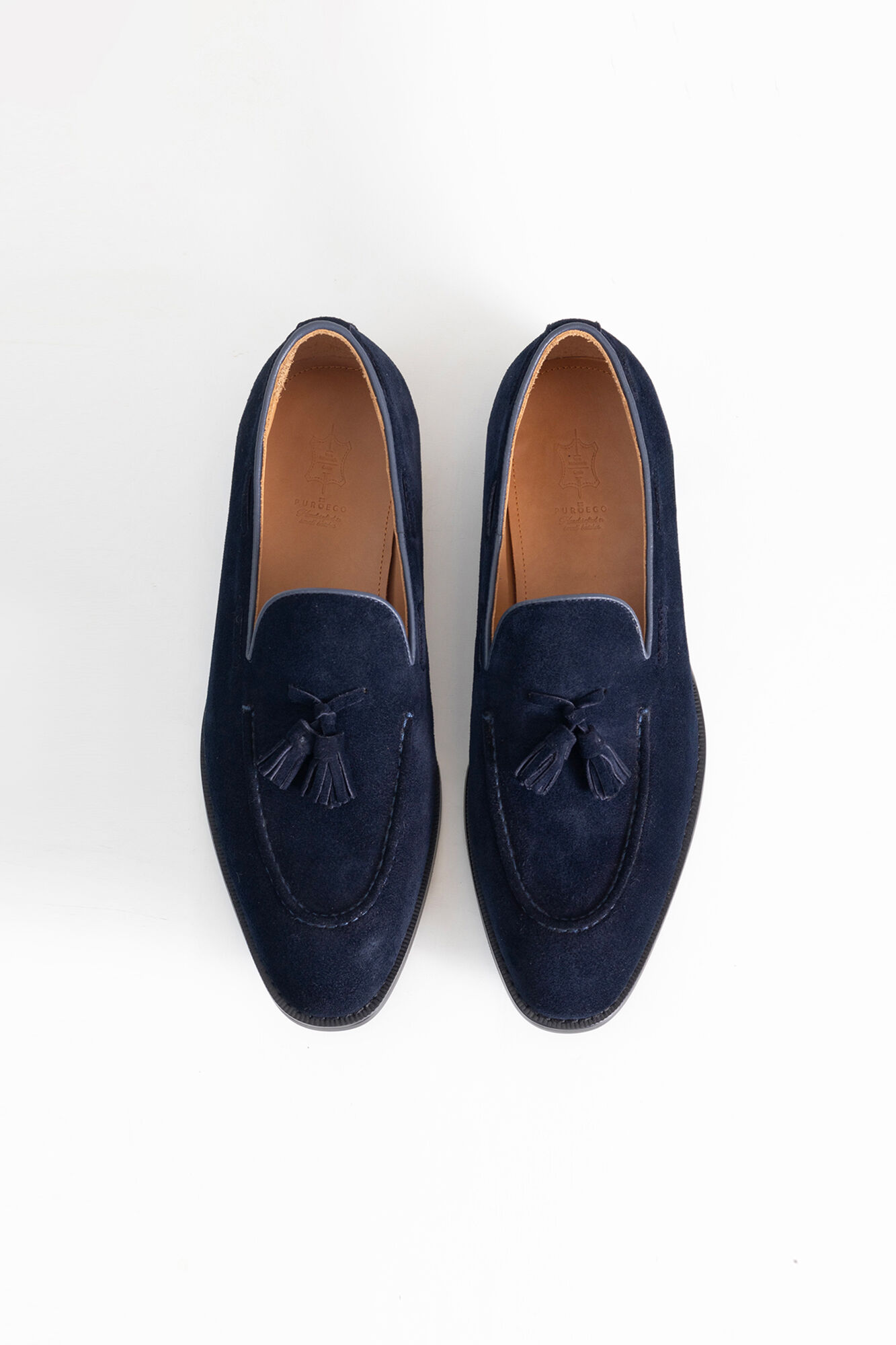 PuroEGO Borlas de pele com croute Azul