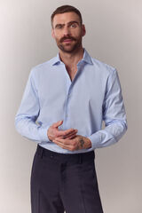 OOTO Poplin striped long sleeve shirt Blue