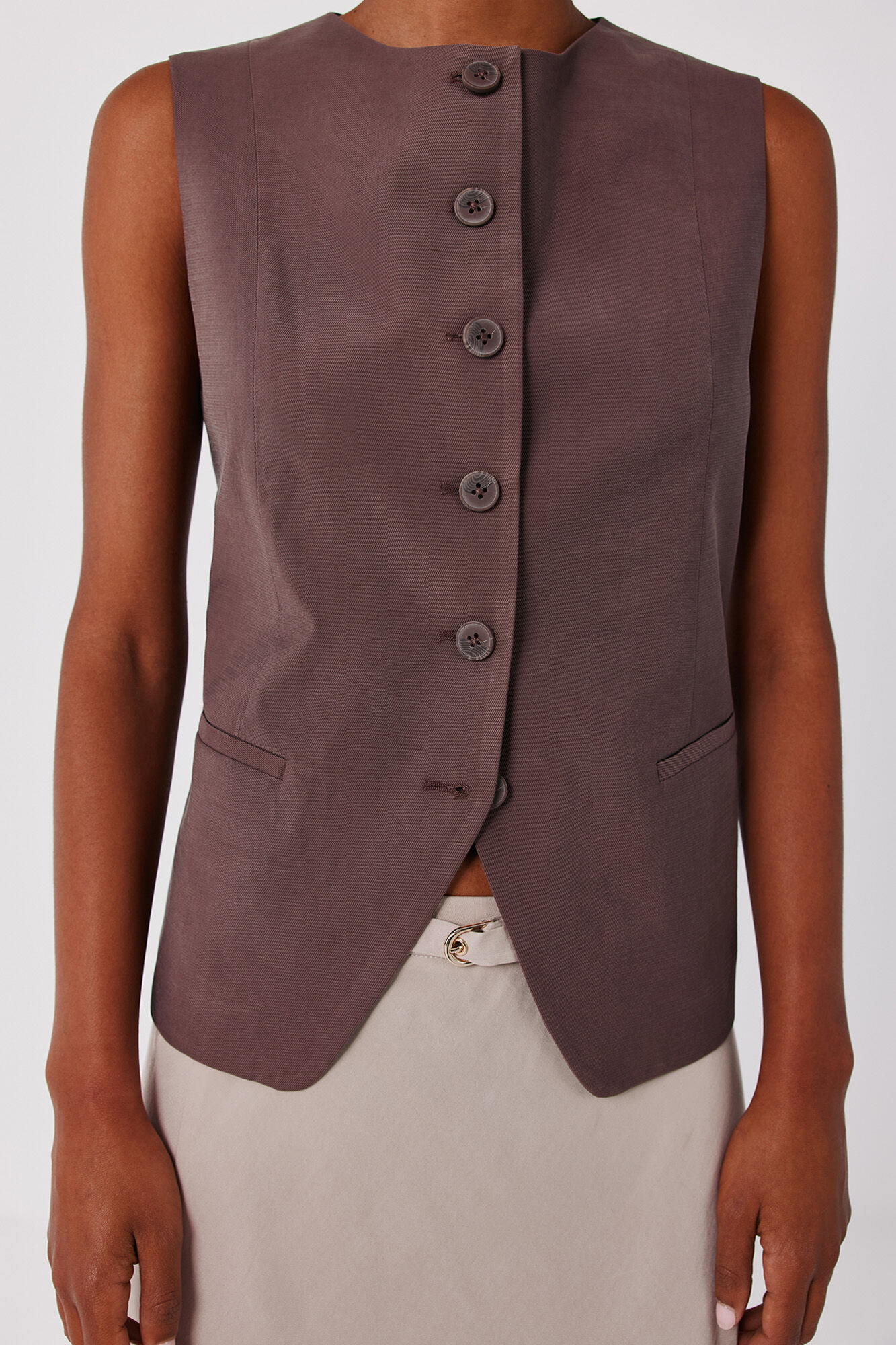 Cortefiel Closed gilet Dark brown