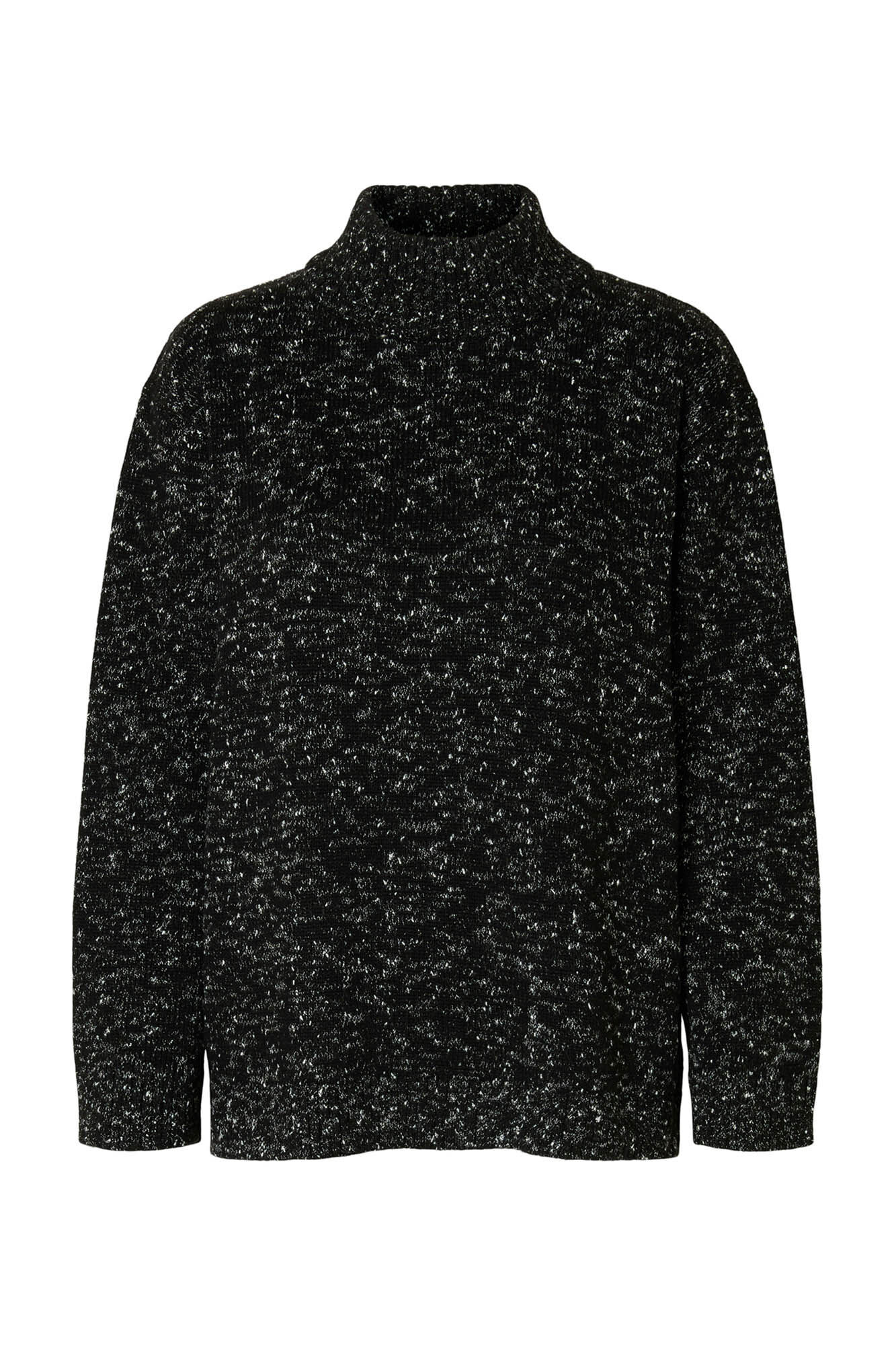 Selected Organic cotton high neck jumper  Black
