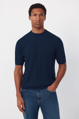 Cortefiel Basic short sleeve jersey T-shirt Navy