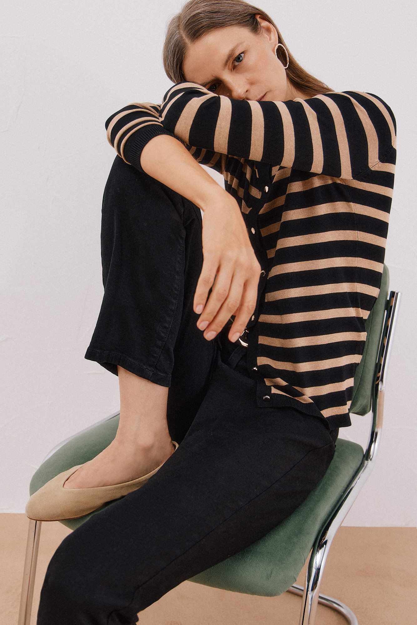 Cortefiel Cal&ccedil;a jeans reta  Preto