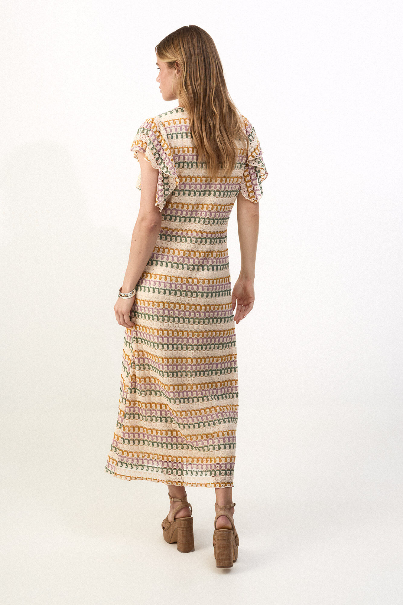 Slowlove Vestido com estrutura multicolor Laranja