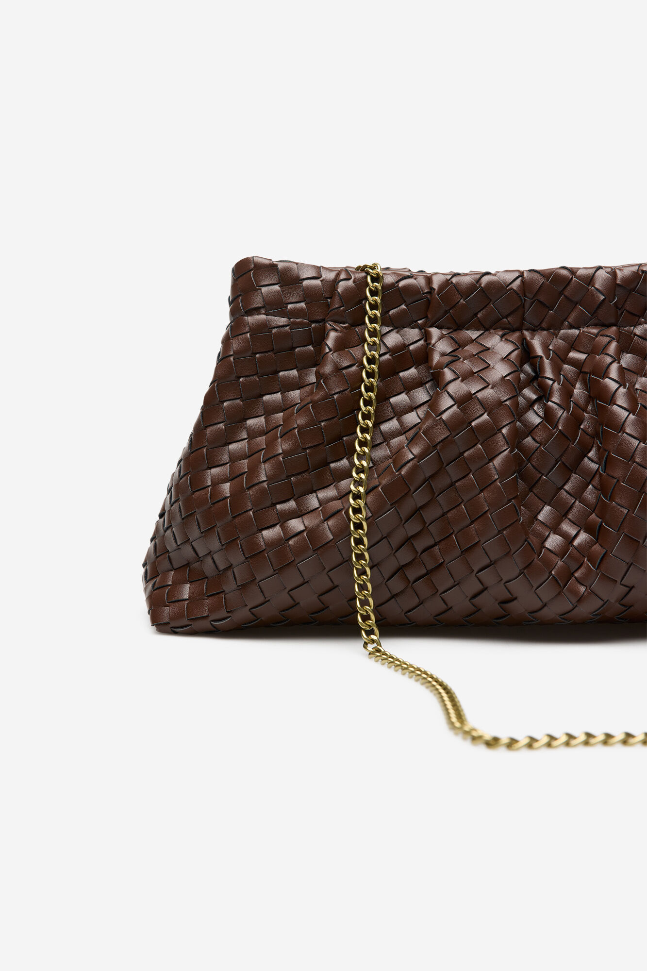 Cortefiel Woven handbag Dark brown
