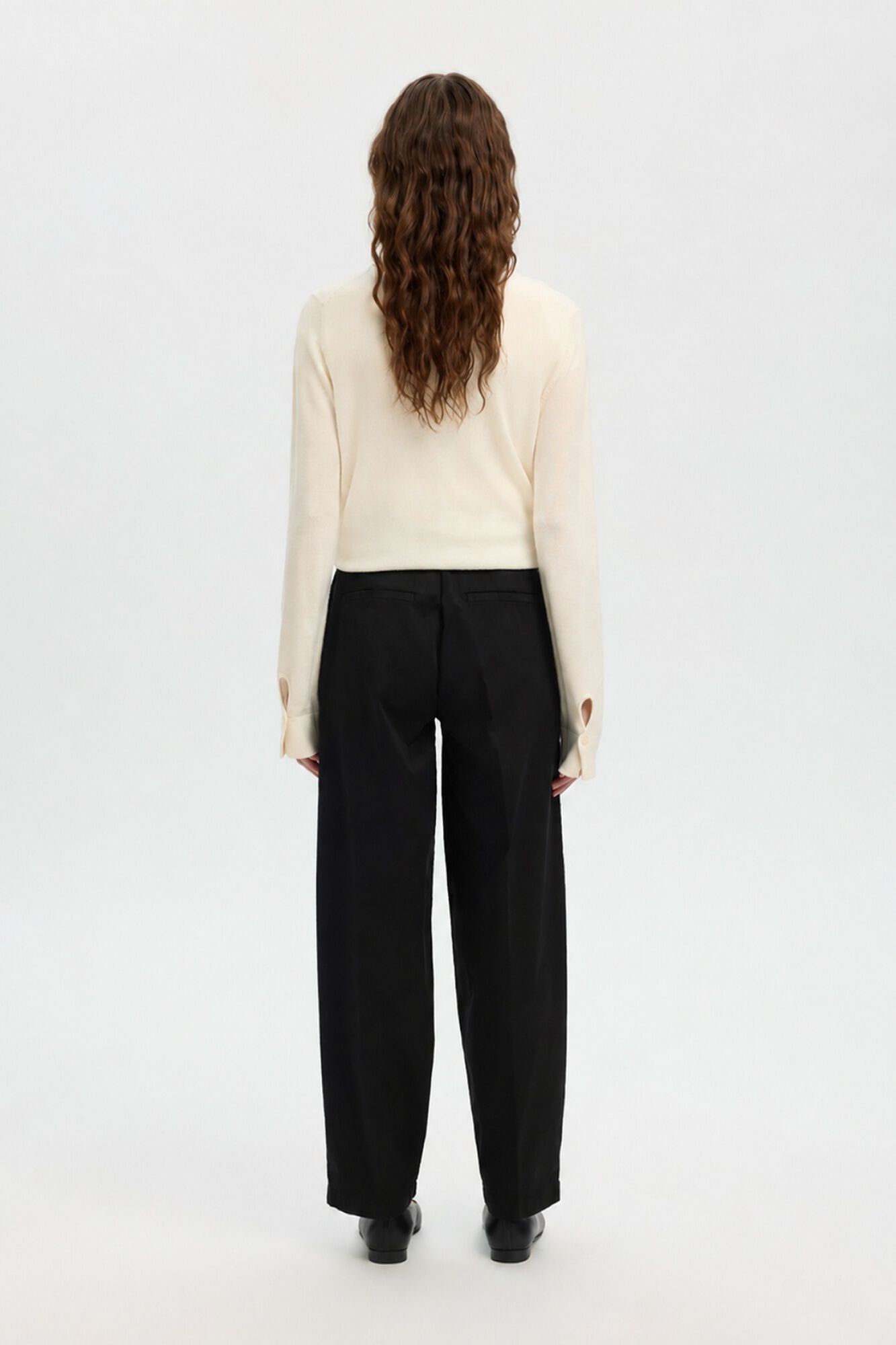 Selected Organic cotton barrel trousers Black